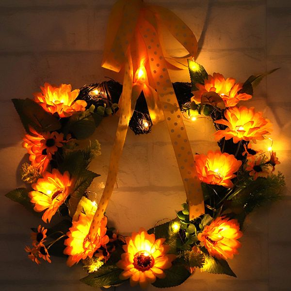 

artificial sunflower garland thanksgiving decorative wreath for home decor welcome door wreath wedding party event supply