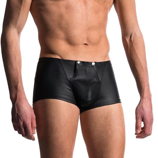 

underpants men leather boxer shorts open underwears male trunks dance shiny sheath lingerie gay underwear short masculina, Black;white