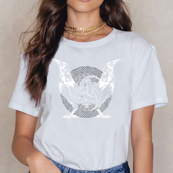 

t shirt women the twin ravens of odin vogue vintage custom female shirt