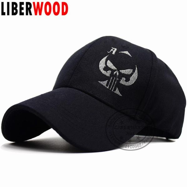 

liberwood old playing card ace of spades cap punisher skull sniper hat embroidered black baseball cap hat men women sports, Blue;gray