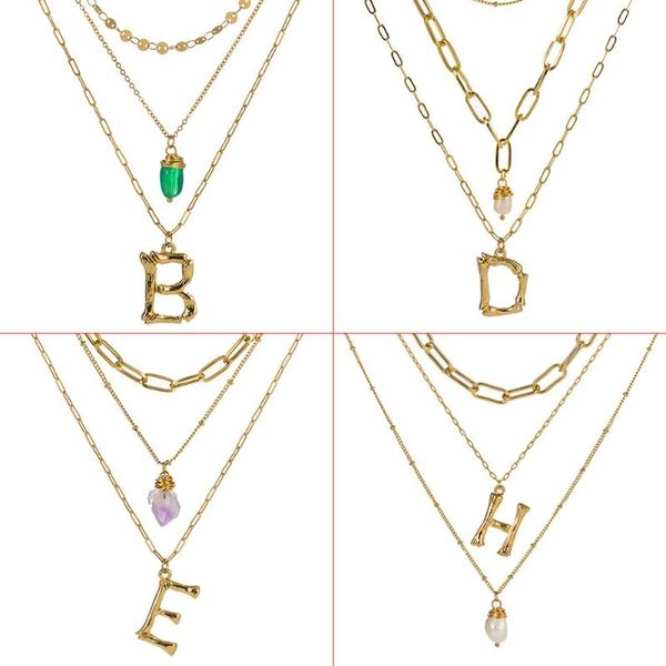 

bohemian multi layer pendant necklaces for women fashion gold color letter necklace statement jewelry wholesale new, Silver