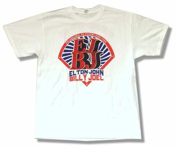 

elton john billy joel face 2 face philadelphia shows 2009 white shirt new tour men short sleeve original