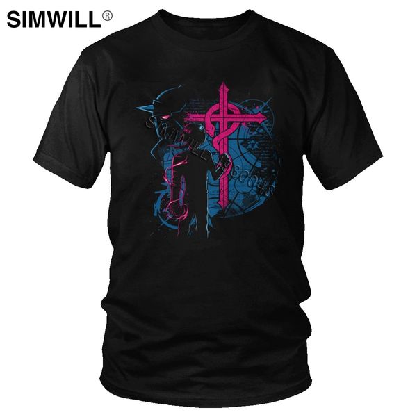 

fullmetal alchemist shirt men pure cotton edward elric t-shirt anime manga tee short sleeved urban brotherhood tshirt merch