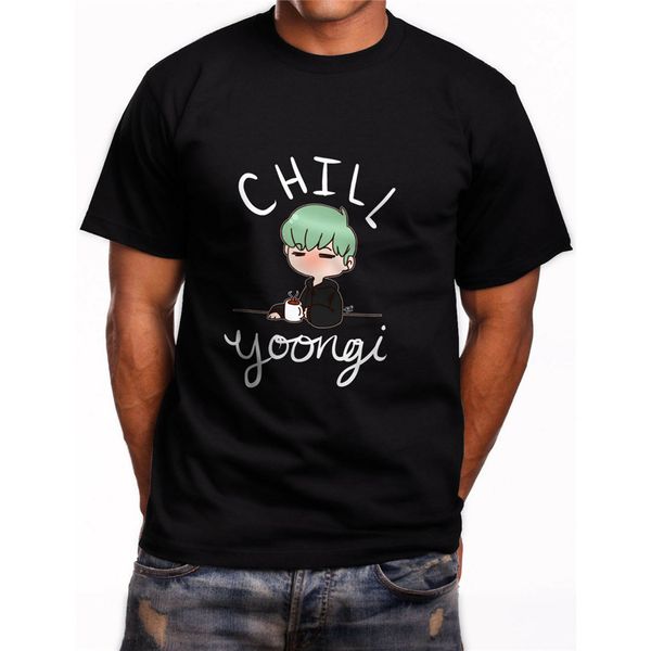 

new chill min yoongi short sleeve men's black t-shirt size s to 3xl humorous tee shirt