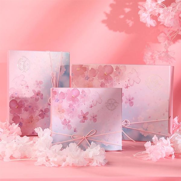 

1set flower pattern gift box birthday gift packaging valentine present case wedding paper box (pink)
