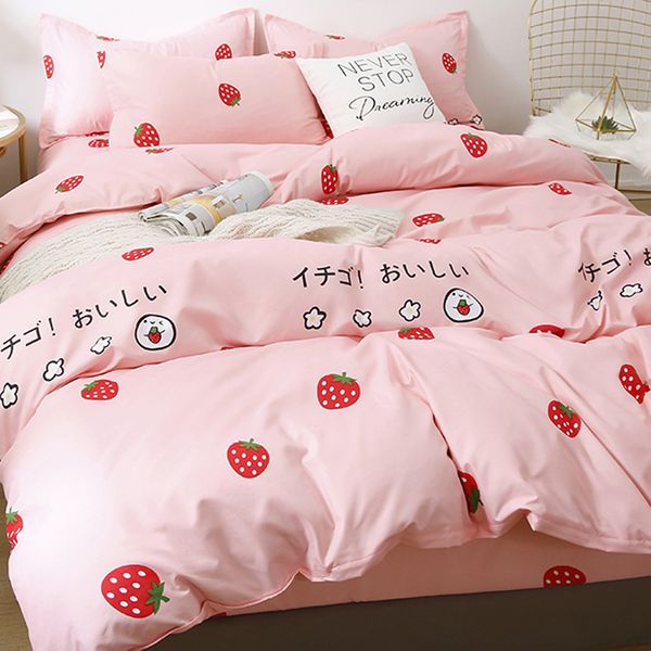 

3/4pcs simple pink bedding set for girls luxury duvet cover polyester cotton comforter sets twin king  size quilt cover set
