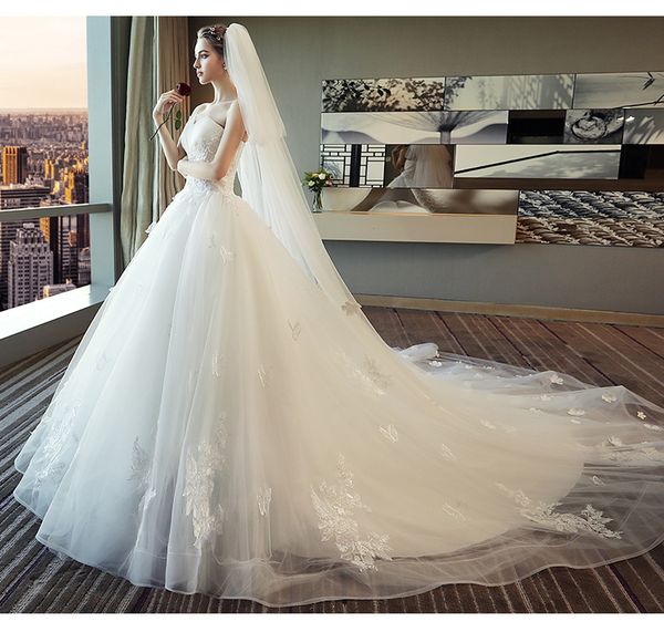 

wedding dress bride trailing 2020 white tube lace simple fairy luxury forest wedding dress suitable for small height bride, Blue;red