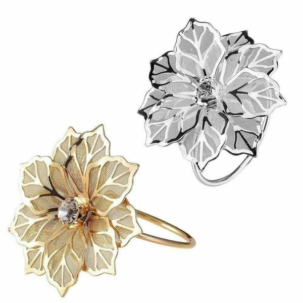 

napkin rings 6/12pcs floral alloy gold holder wedding party banquet dinner table