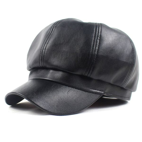 

stingy brim hats 2021 leather solid color beret simple casual octagonal cap autumn winter joker painter hat women and girl 19, Blue;gray