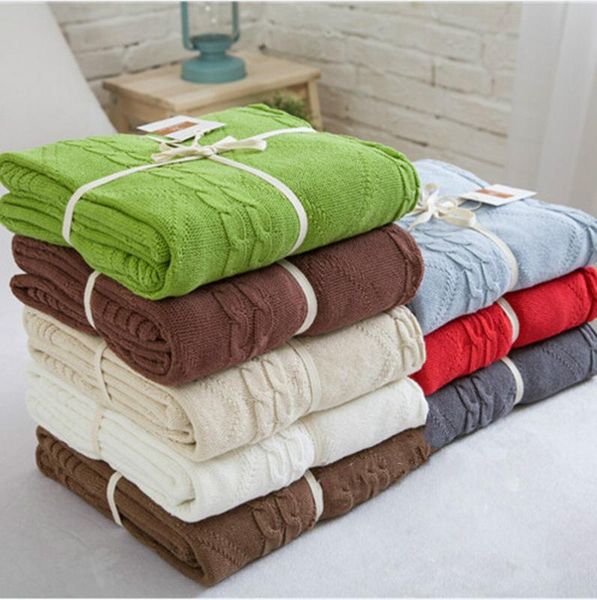 

knitted blanket bed cover banket super soft & warm blanket on the bed / sofa 100% cotton 120*180/200*180cm ing