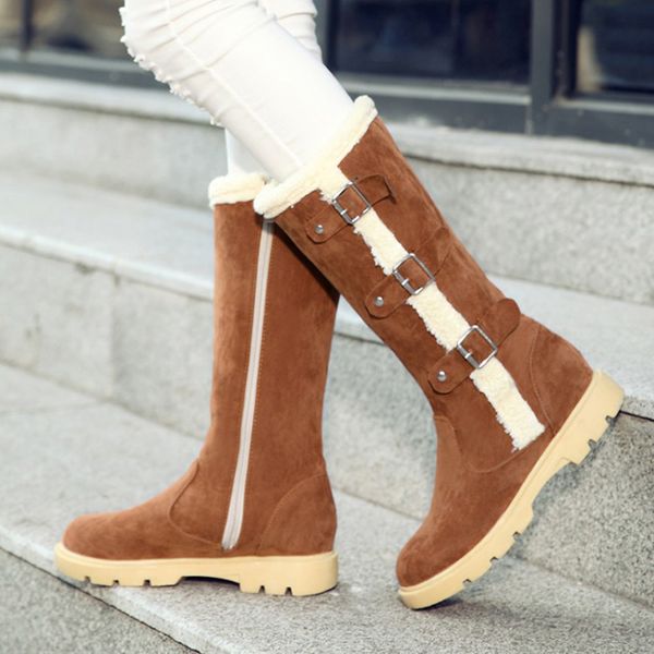 

nubuck platform women winter shoes 2020 warm plush long rubber snow boots women black non-slip fur female mid-calf boots vt299
