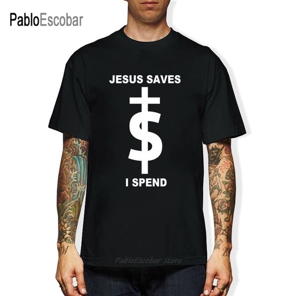 

mens t shirts fashion lil wayne jesus saves i spend t-shirt cotton short sleeves tee shirt hip hop t shirts