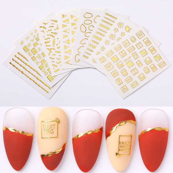 

1 sheet 3d beauty nail sticker golden flower bronzing design diy adhesive tips transfer art hollow foils nail art decor, Black