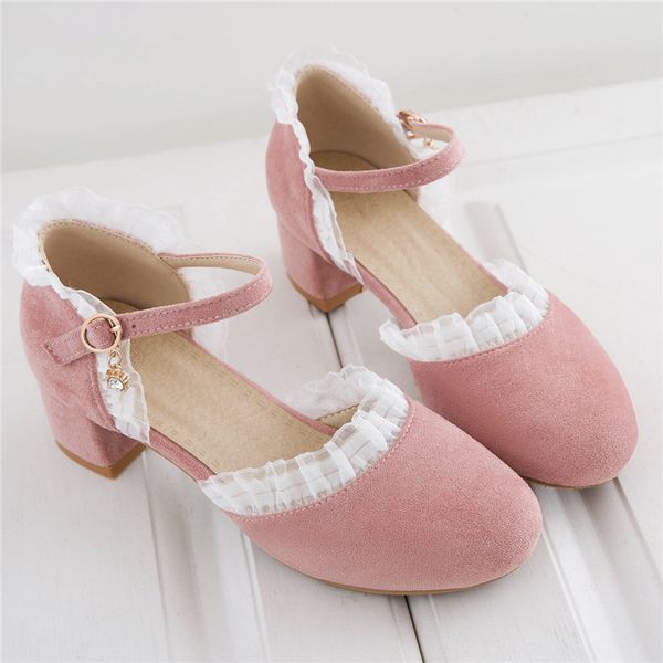 

women chunky block heel pumps medium heels ankle strap ladies shoes 2020 spring office wedding dress shoes pink black size41 42