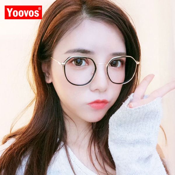 

fashion sunglasses frames yoovos vintage glasses frame women optics eyeglasses for eyewear brand designer clear mirror luxury okulary, Black