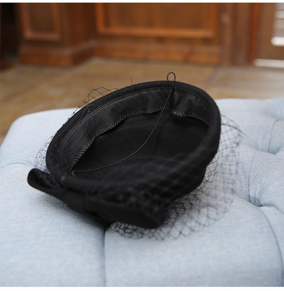 

stingy brim hats black fascinator 100% wool pillbox for women fedora elegant ladies felt bowknot wedding party hat, Blue;gray