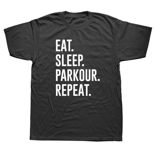 

funny eat sleep parkour repeat graphic t-shirt mens style short sleeves oversized streetwear hip hop t shirts boyfriend gift