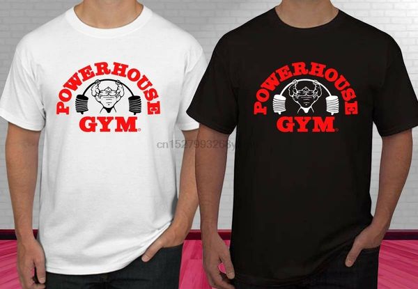

новый powerhouse gym логотип rare черный белый мужчины футболка tee s-2xl