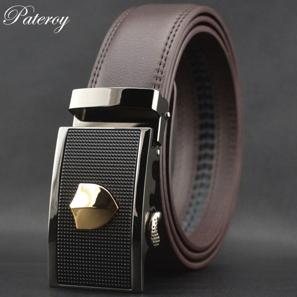 

belts [pateroy] genuine leather belt men designer cinto ceinture homme automatic waist strap, Black;brown