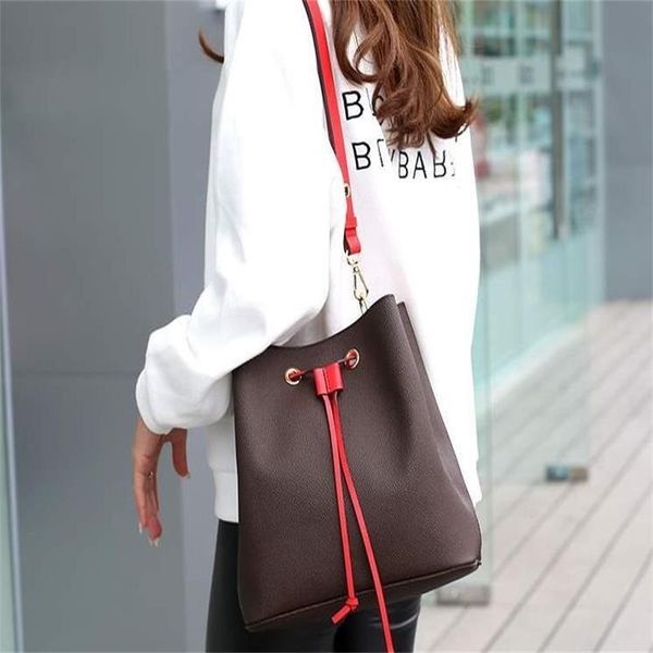 

fashion handbags drawstring ladies barrel-shaped bag bucket bag crossbody shoulder bags mid size portable checkered for girl casual