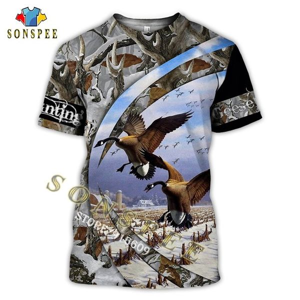 

sonspe camouflage hunting wild duck animal summer 3d print shirts anime horror horror men clothing