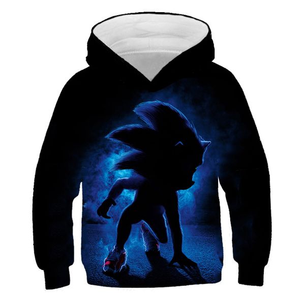 

соник одежда мальчики толстовка рождественские подарки sonic the hedgehog толстовки для детей детские pullover hoodies девочек топы 4-14t, Black