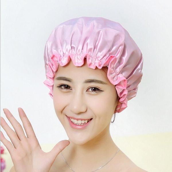 

lovely thick women waterproof shower cap printing elastic shower caps for ladies girl hat hair bath spa salon caps