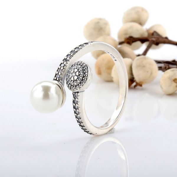 

2020 new 925 sterling silver ring new pearl ring sparkling leaf with diamond stacked for women hand ornaments, Golden;silver