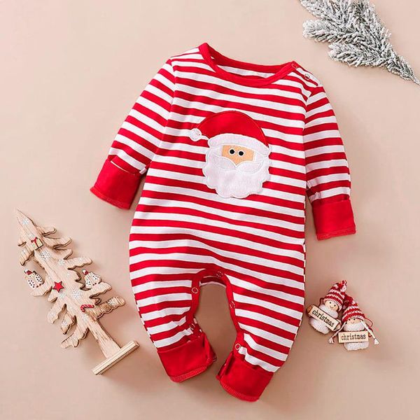 

romper baby romper winter baby clothes girl clothes ropa long sleeve christmas striped ship, Blue