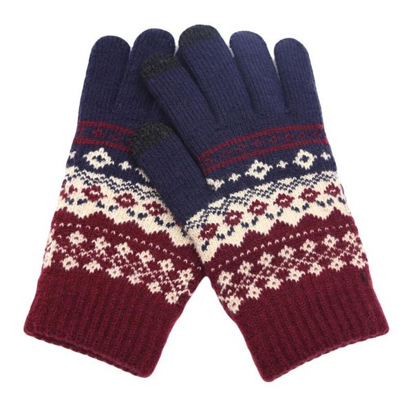 

five fingers gloves christmas gift multi full finger motorcycle women ladies winter mittens warm thermal fleece thicken touch screen, Blue;gray
