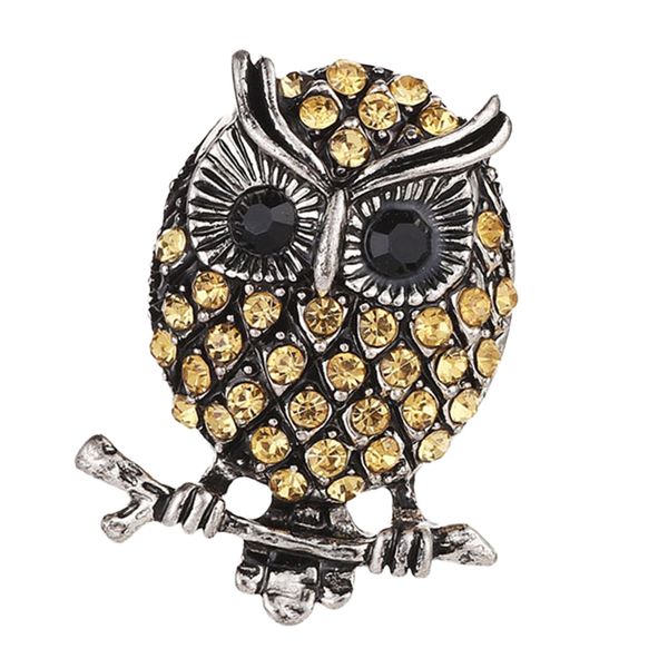 

owl brooch pin crystal breastpin rhinestones broochpin for wedding banquet, Gray