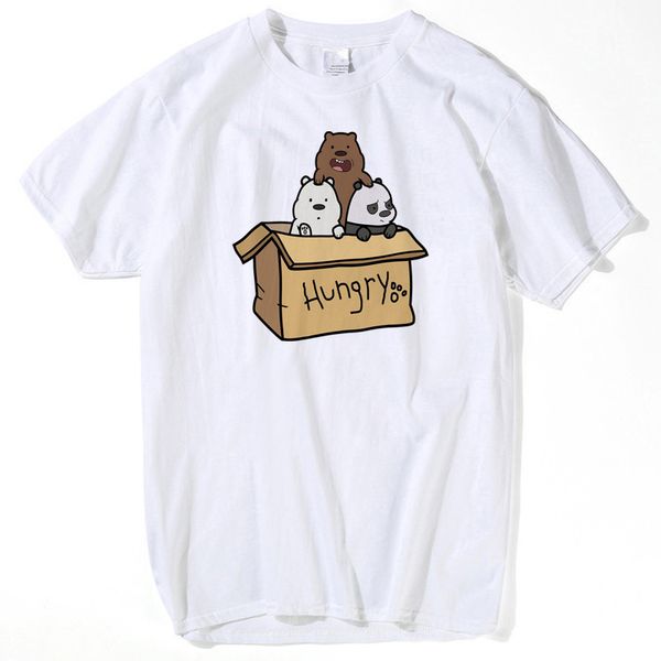 

lettbao cartoon three bears in the box printed funny t-shirt men's short-sleeved cotton round neck tee shirt homme
