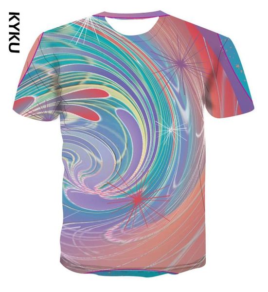 

kyku new 3d t-shirt men's summer t-shirt 3d printing short sleeve rainbow with street style men's s s-6xl, White;black