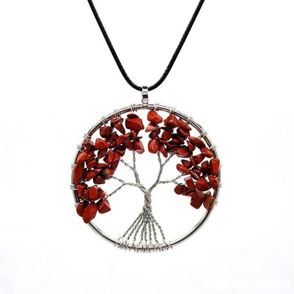 

tree of life necklace gemstone pendant crystal necklace natural stone necklace quartz stones pendants women gift, Black