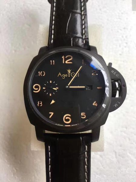 

classic new men automatic mechanical sapphire stainless steel watches silver black leather luminous watch ceramica gmt, Slivery;brown