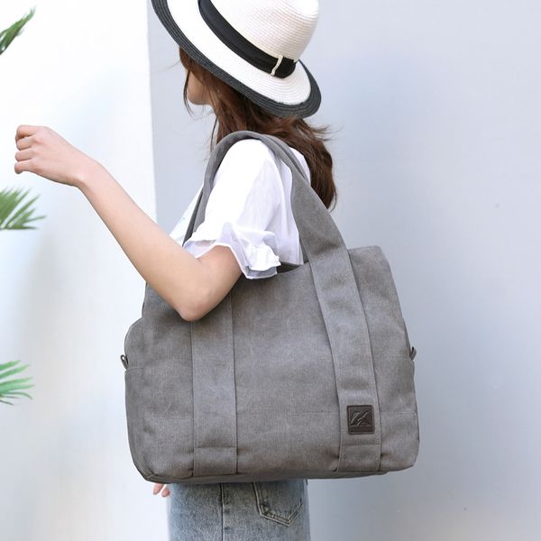 

women's canvas handbag new style casual large capacity multilayer handbag fashion shoulder bag