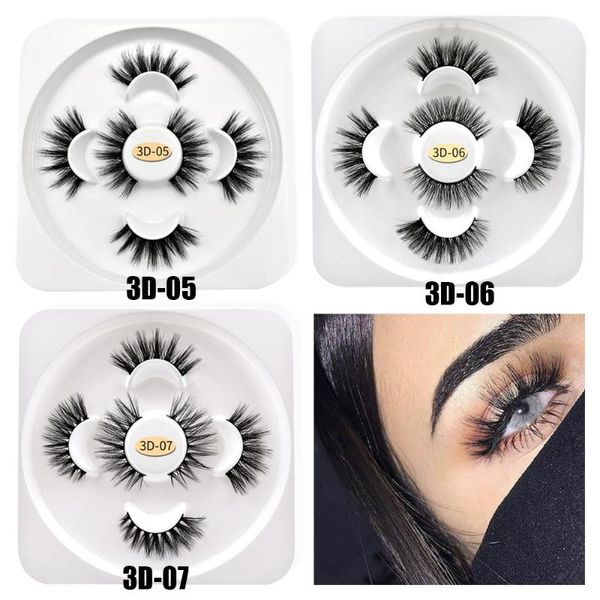 

3 pairs 3d faux mink false eyelashes full volume wispy fluffy fake lashes natural thick lashes makeup eyelash extension tools