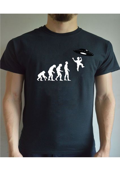 

2019 новая летняя майка смешные printed t shirt evolution - ufo spaceship рождественский подарок шутка пародия прохладный футболку