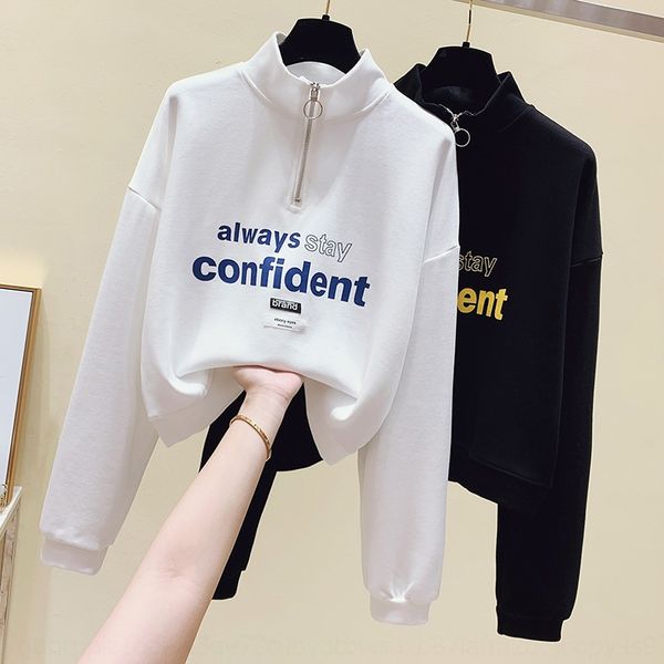 

fashion house sweater long-sleeved sweater for women 2020 new loose stand collar short all-match fashion ltxz4, Black