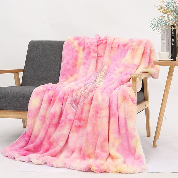 

flannel throw blankets tie dye sherpa blanket kids adults square quilt soft double thickening plush couch bedspreads bedding supplies d9804