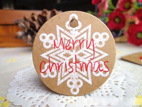 

2020 merry christmas gift kraft paper tags santa claus paper hang tag snowflake tree party decor diy label gift tags 4.5x7cm