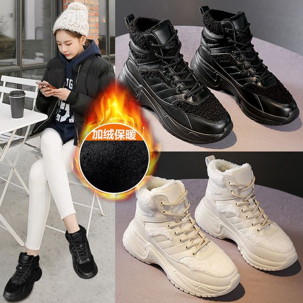 

women winter warm snow ankle boots fur plush for women suede fashion casual shoes booties woman 2020 slip-on dropshipping shoes, Black