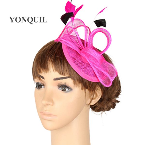 

stingy brim hats pink color base fascinator headwear event bridal veils hair accessories millinery cocktail myq004, Blue;gray