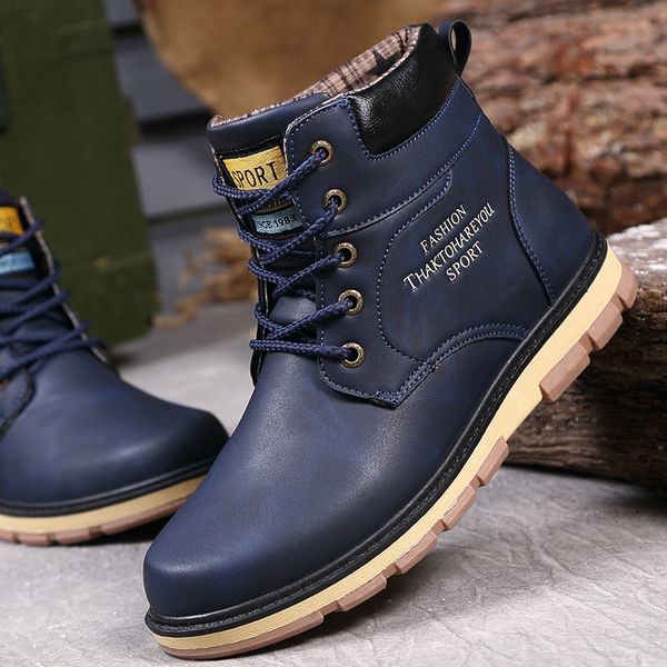 

nice new fashion men winter plus velvet boots keep warm male snow ankle boots high casual boot shoes chaussure homme zapatos, Black