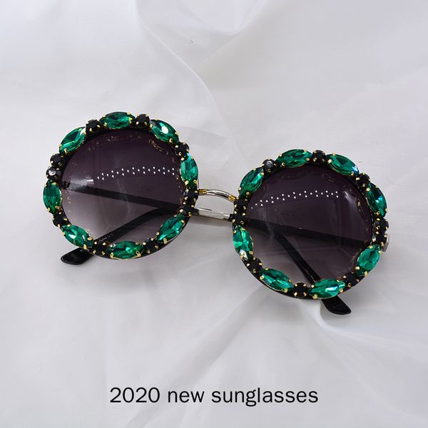 

sunglasses mincl/ green diamond women rhinestone retro gradient sun glasses vintage oversized round eyeglasses uv400 nx, White;black