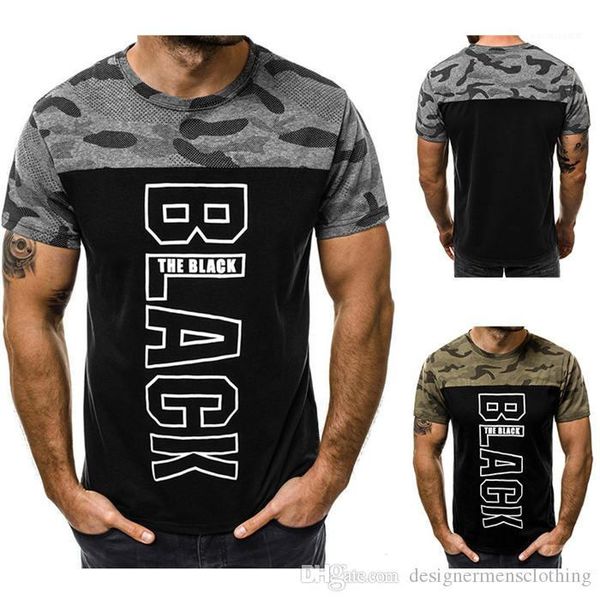 

sleeve mens tshirt fashion slim mens summer print camouflage o-neck mens tshirts panelled breathable short, White;black