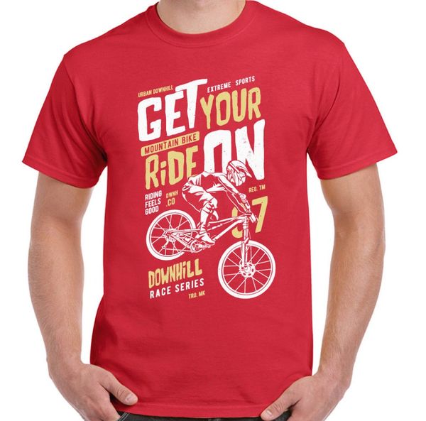 

2019 fashion new tees tshirts get your ride on mens funny downhill mountain biking t-shirt cycling bike mtb