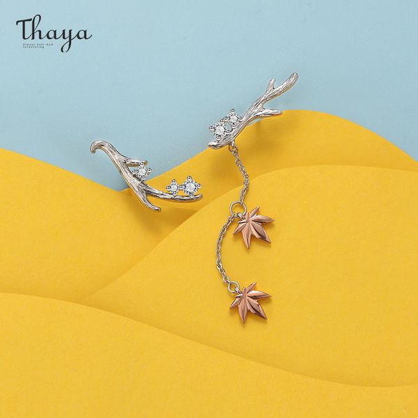 

тайя design silver цвет серьги ветви кленовый лист розового золота стержня способа серьги для женщин элегантный изящных ювелирных изделий по, Golden;silver