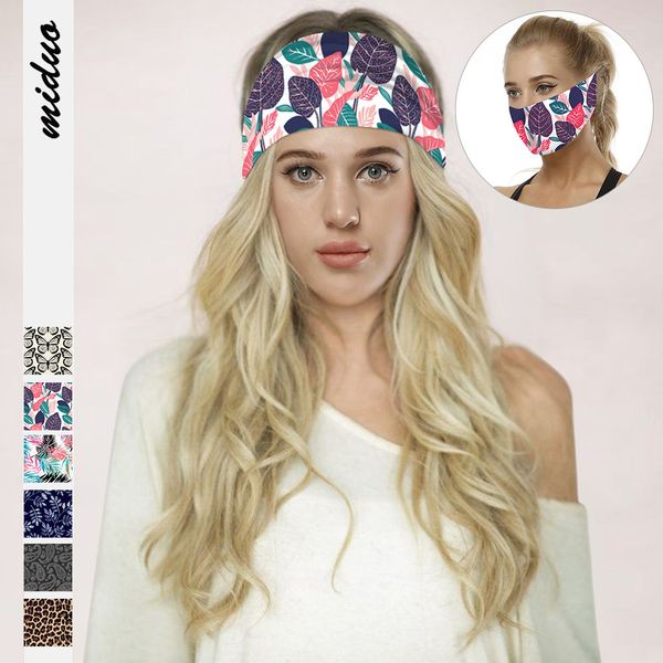 

hair accessories leopard printed yoga headbands fitness protection multi-functional face mouth mask casual headscarf outdoor sport hairband, Silver