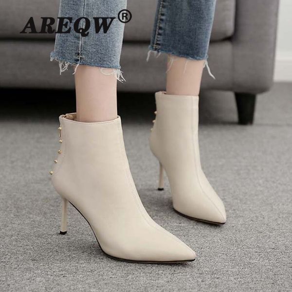 

high heels ankle boots woman naked boots 2020 women autumn/winter shoes thin heel back zipper female footware black